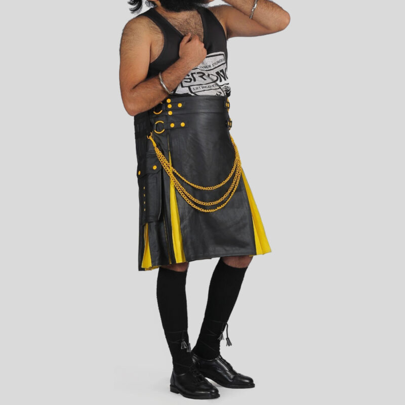 Yellow Exotic Hybrid Leather Kilt