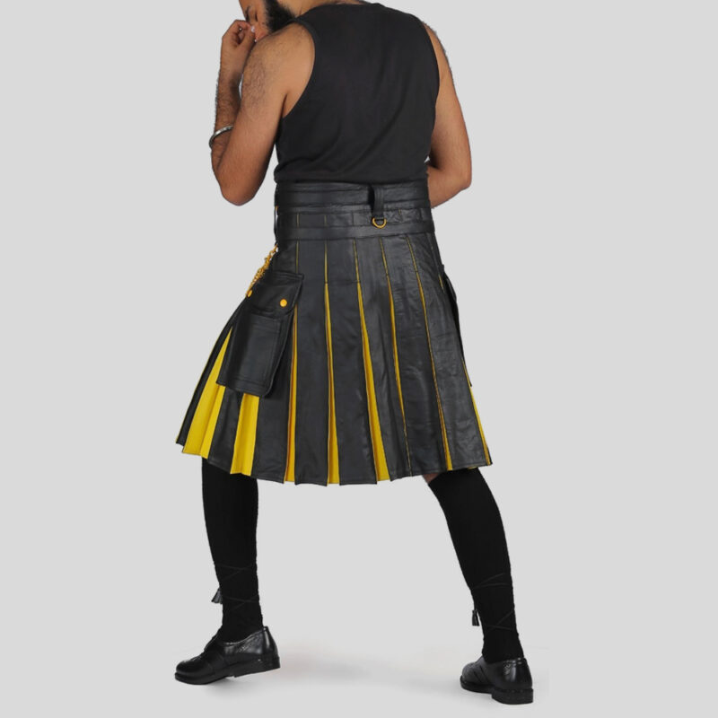 Yellow Exotic Hybrid Leather Kilt