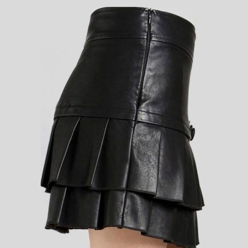 Leather Mini Skirt with Pleats