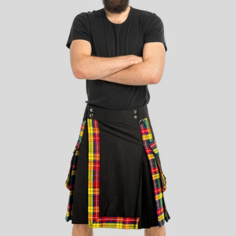 Black With Buchanan Tartan Kilt