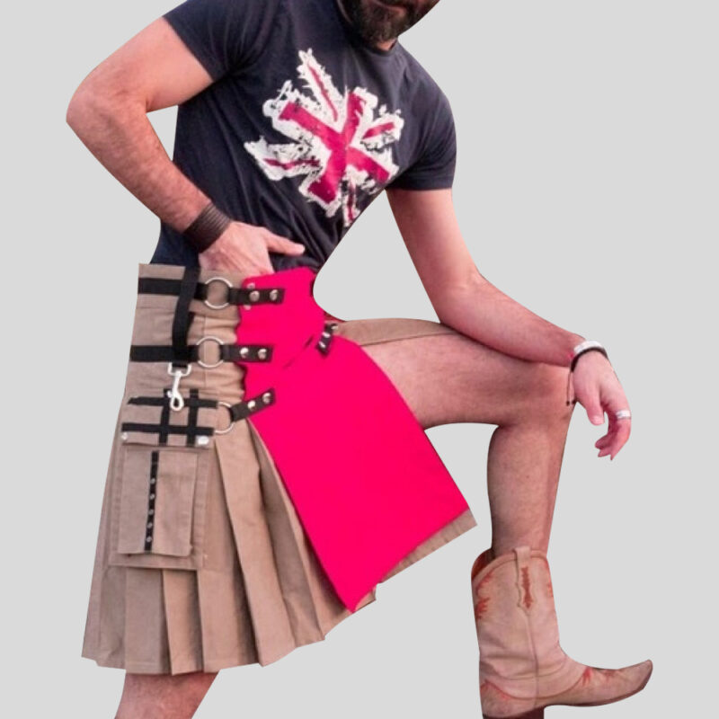 Fashion Kilt With Multi Color Apron And Pockets