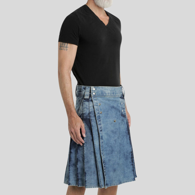 StoneWash Blue Denim Kilt