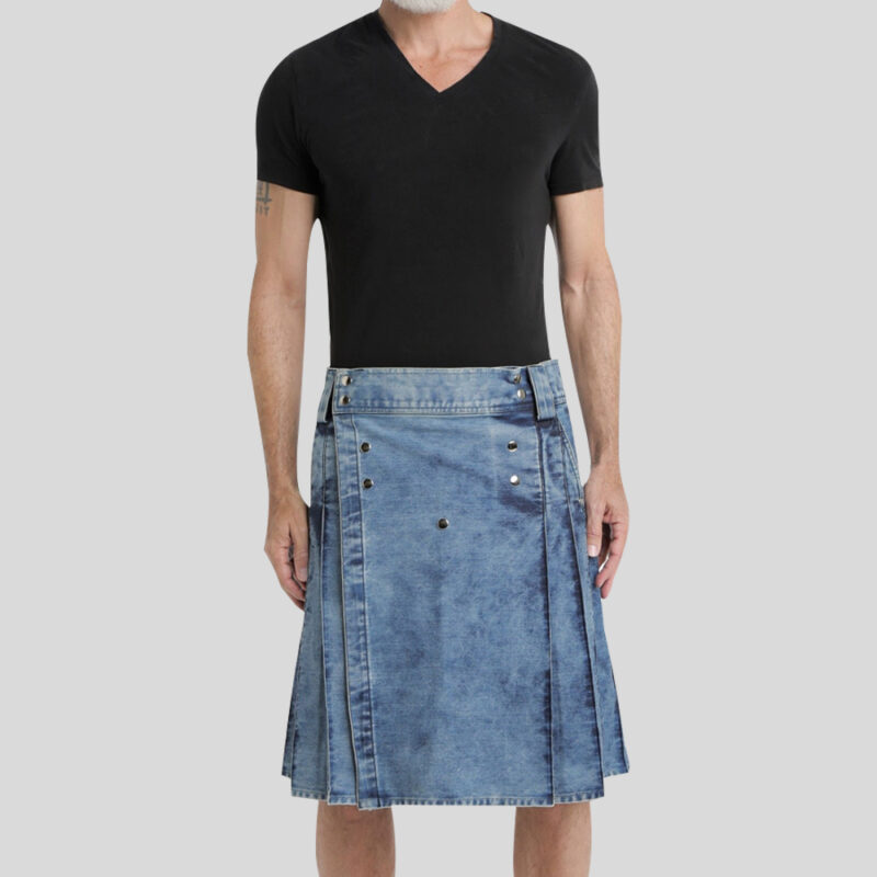 StoneWash Blue Denim Kilt