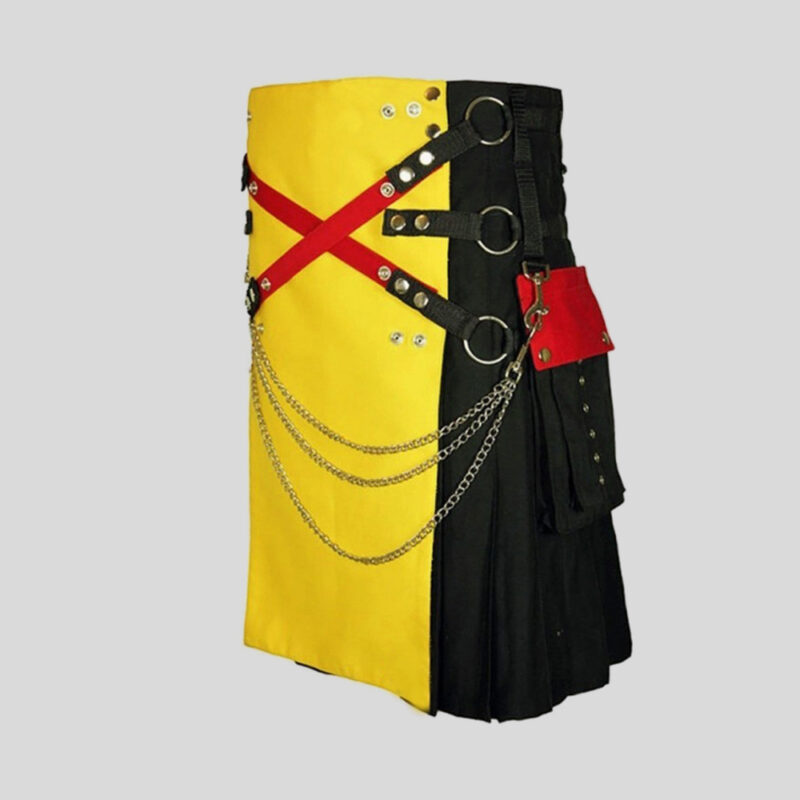 Fashion Kilt With Multi Color Apron And Pockets