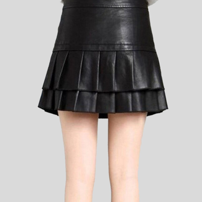 Leather Mini Skirt with Pleats