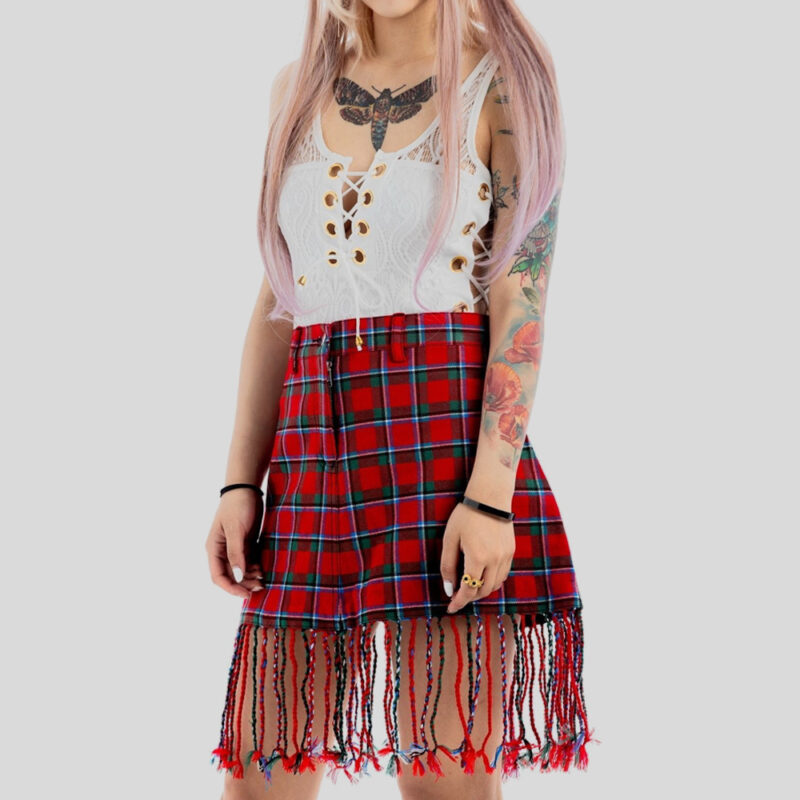 Fringe Tartan Skirt