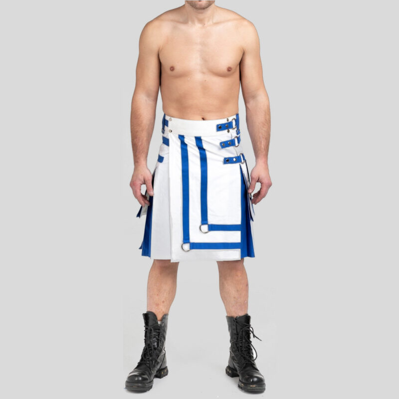 Two Toned Utility Kilt White and Blue