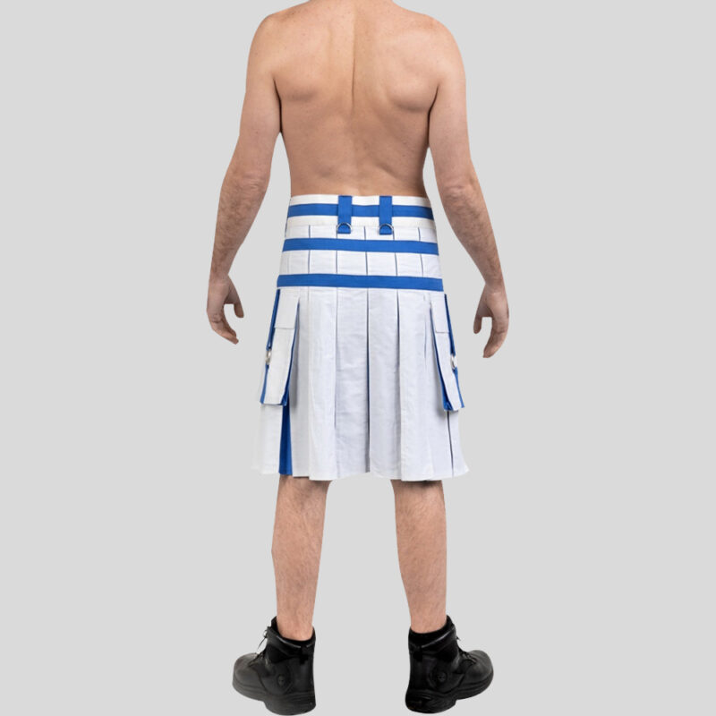 Two Toned Utility Kilt White and Blue