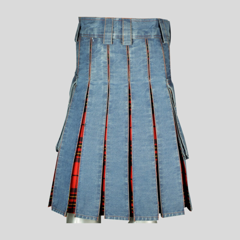 Washed Denim Tartan hybrid Kilt